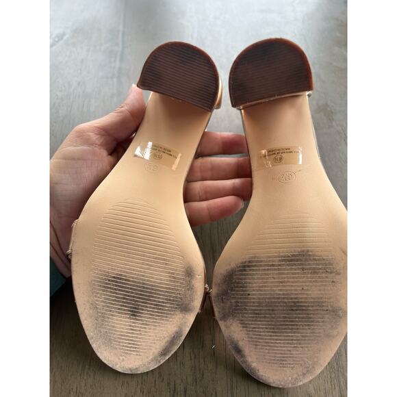 Lulus Taylor Ankle Strap Heels Women's 6.5 Rose Gold Vegan Leather Block Heel - Picture 5 of 7